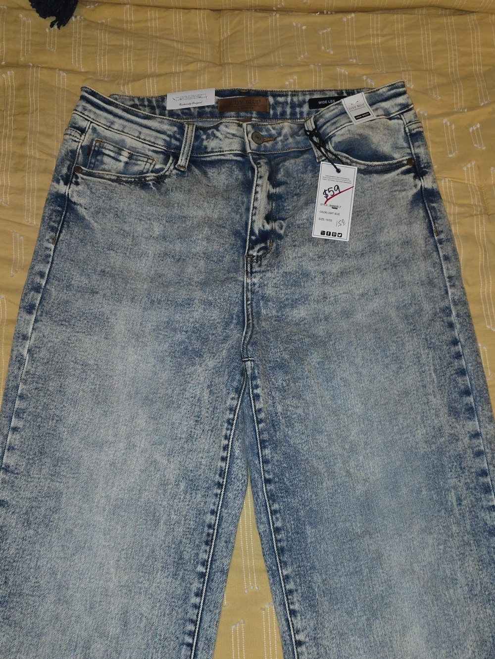 Judy Blue Light Acid Wash Wide Leg Jeans